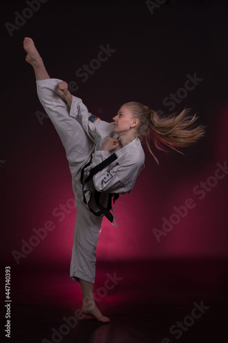 Taekwondo, Kampfsport junge Frau beim Taekwondo Training photo