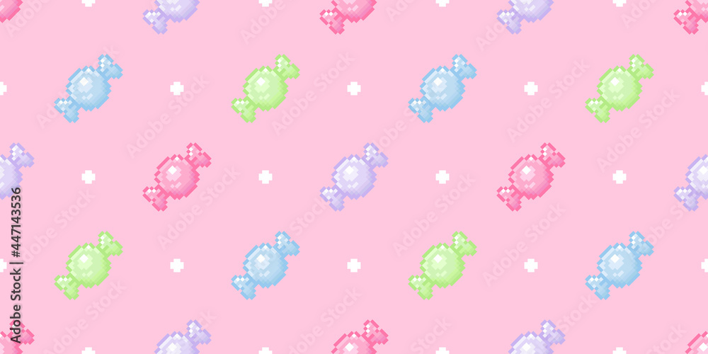 custom made wallpaper toronto digitalPixel art sweet candy pink seamless pattern. Vector 8 bit cute girl background or backdrop.