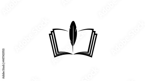 creative black book feather logo vector