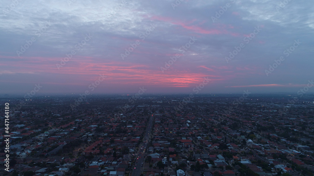 Melbourne City Sunset Evening, Victoria, Australia