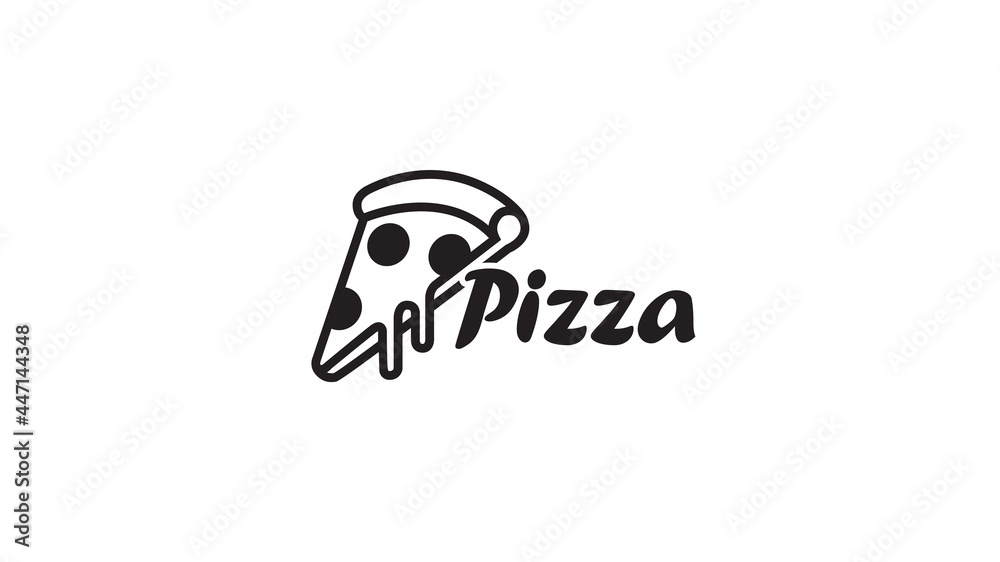 creative black pizza logo vector