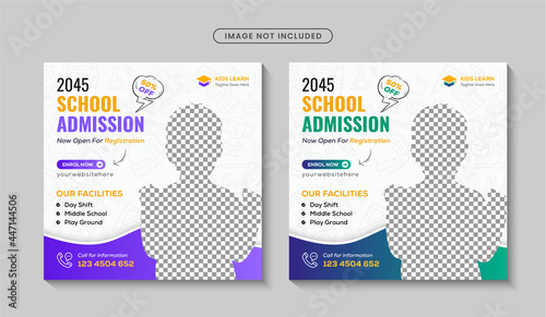 Back to school social media post or Instagram web banner square flyer design Premium Vector