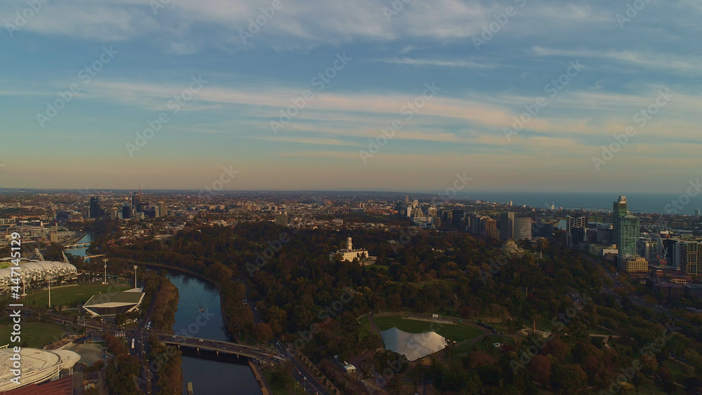 Obraz premium Melbourne City Sunset Evening, Victoria, Australia