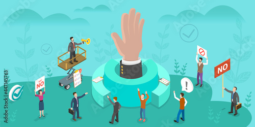 3D Isometric Flat Vector Conceptual Illustration of Freedom Of Expression And Democracy, Fundamental Human Rights
