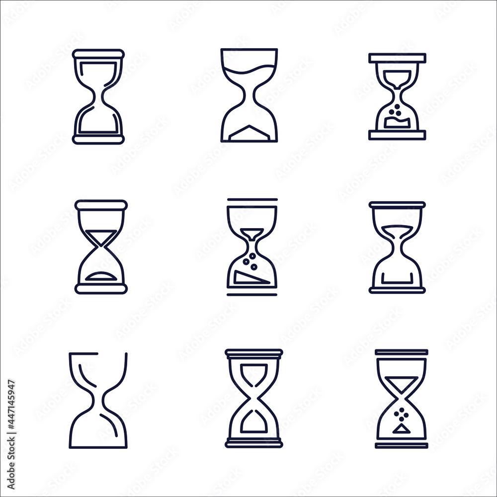 Hourglass icon set. Hourglass pack symbol vector elements for infographic web Hourglass icon set. Hourglass pack symbol vector elements for infographic web