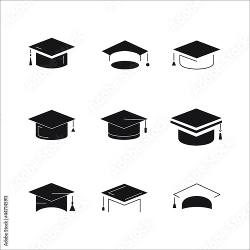 graduate cap icon set. graduate cap pack symbol vector elements for infographic web