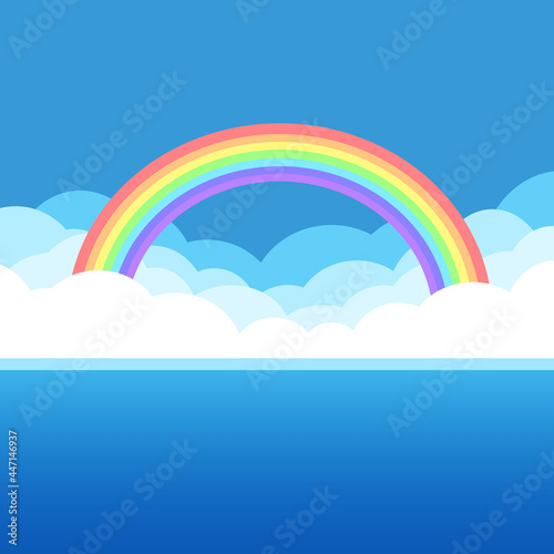 海と虹 正方形 © ベルベットR