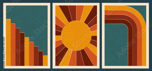 Mid century wall art. Retro, boho style.