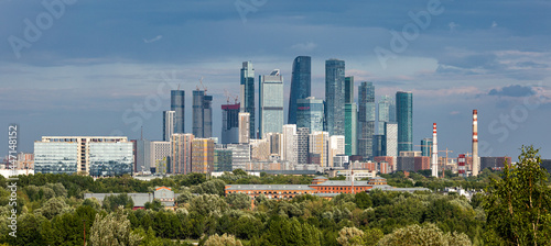Panoramic view of the financial and business center of Moscow. Moscow city, Russia.