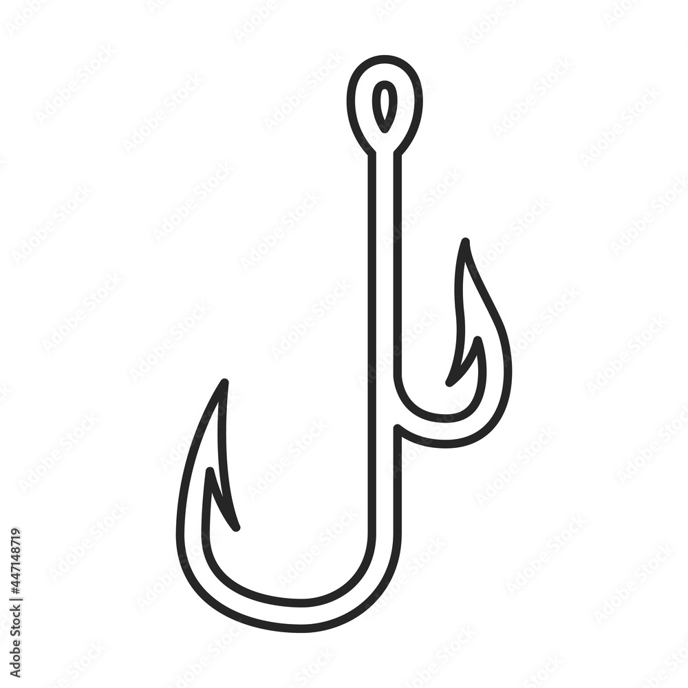 Fish hook vector icon.Outline vector icon isolated on white background fish hook. Fish hook vector icon.Outline vector icon isolated on white background fish hook.