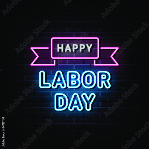 happy labor day neon sign. neon symbol