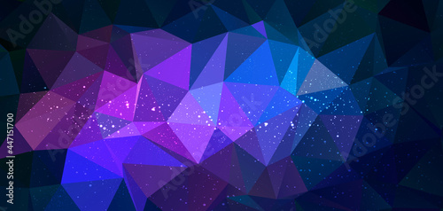 Trendy polygonal space background. Colorful geometric galaxy illustration