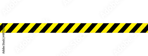 Yellow ribbon isolated on background. Crime scene area tape. Grunge backdrop