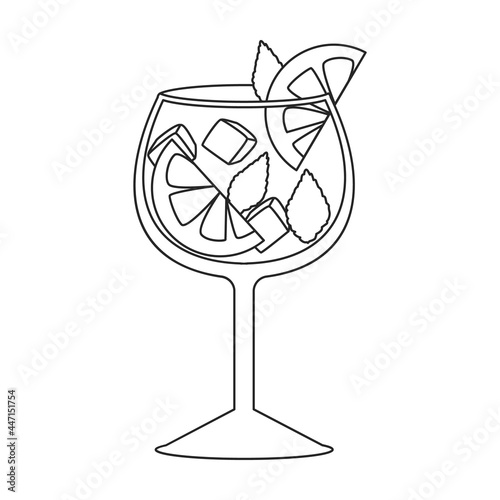Summer cocktail vector icon.Outline vector icon isolated on white background summer cocktail.