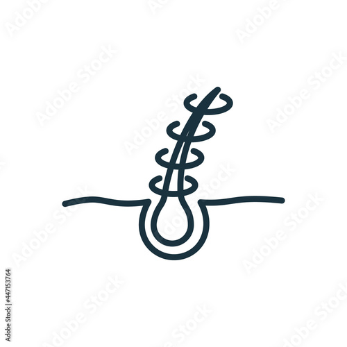 Hair Repair Concept Line Icon. Hair Protect, Nutrition, Growth with Keratin Treatment Linear Pictogram. Healthy and Growing Follicle Outline Icon. Editable Stroke. Isolated Vector Illustration