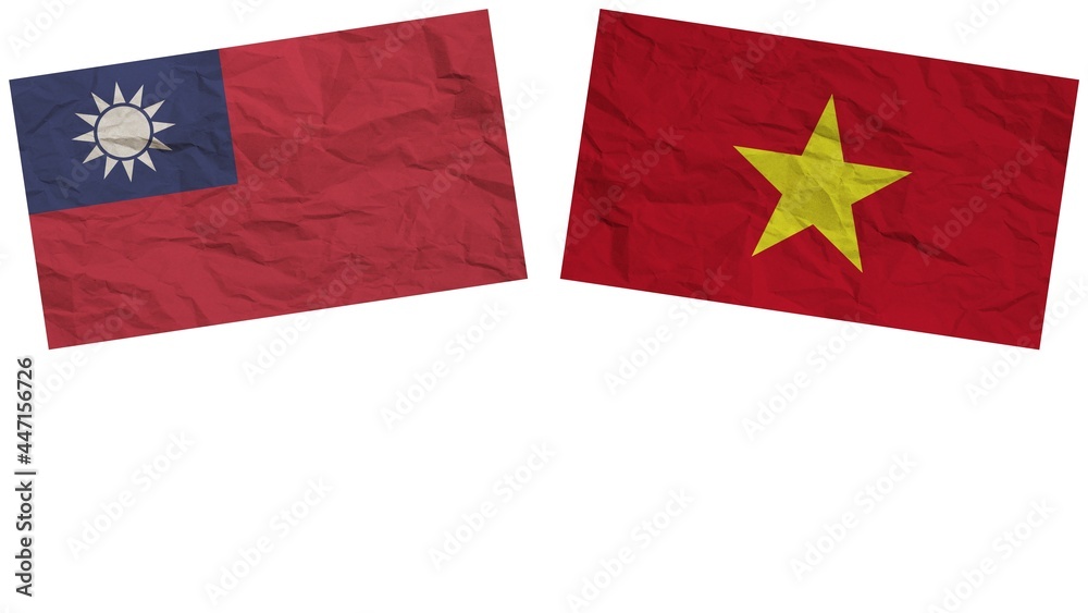 Vietnam and Taiwan Flags Together Paper Texture Effect Illustration Vietnam and Taiwan Flags Together Paper Texture Effect Illustration