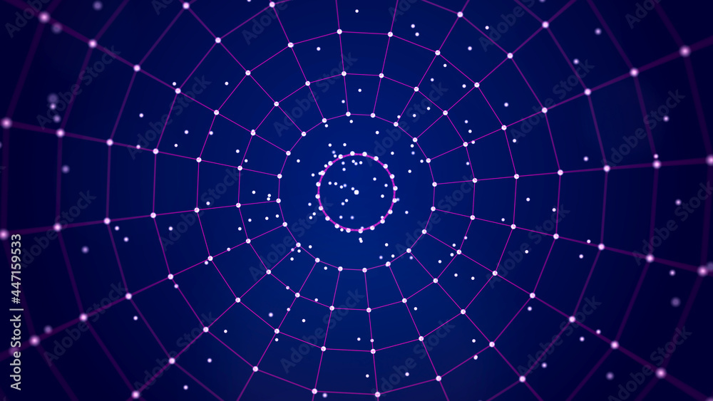 Fototapeta premium Technological background made of dots and lines. Large amount of data. 3D rendering.
