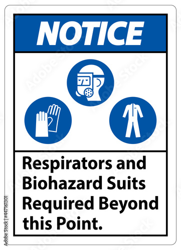 Warning PPE Sign Respirators And Biohazard Suits Required Beyond This Point