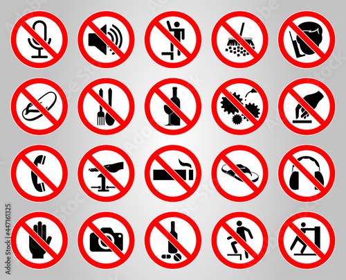 Cycle red prohibition sign on a white background