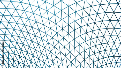 Glass dome roof sky light geometric triangle pattern background. Window metal frame and geodetic glass dome building wallpaper