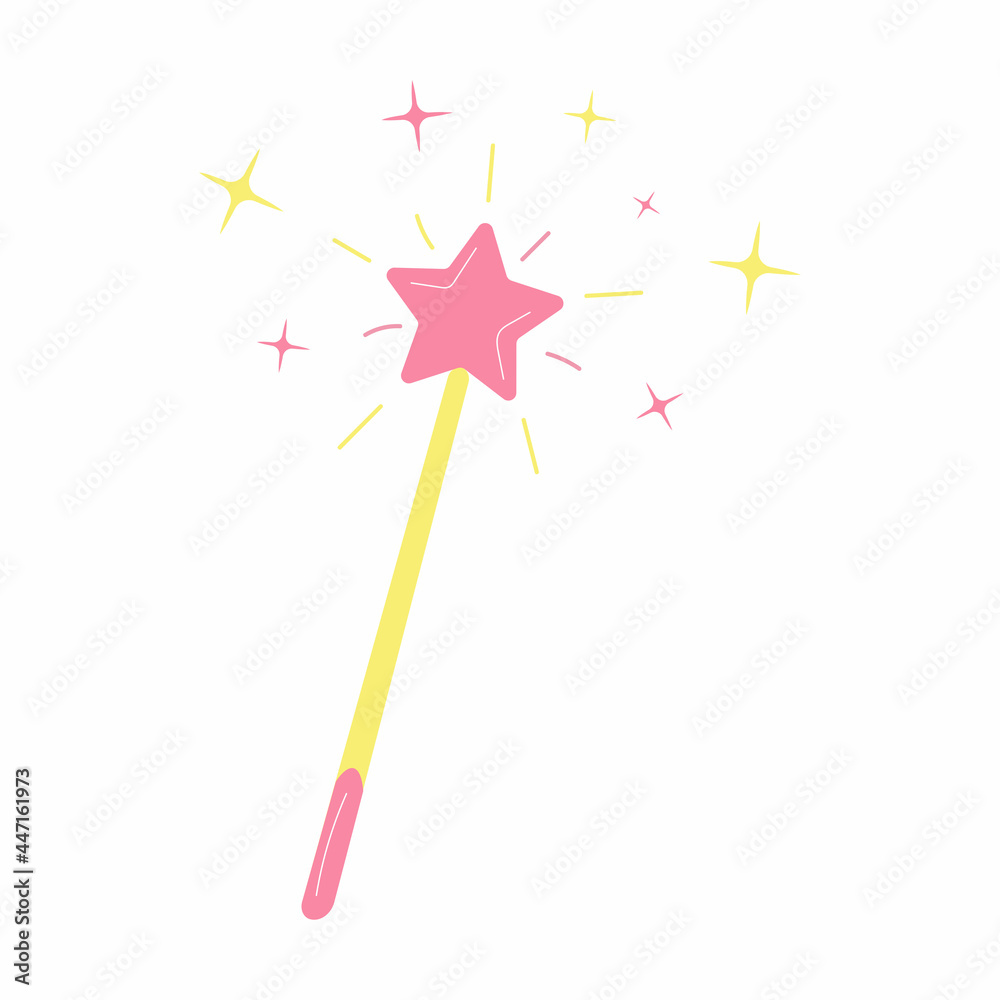 Magic wand surrounded by stars and radiance. Isolated on white background. Vector illustration Magic wand surrounded by stars and radiance. Isolated on white background. Vector illustration