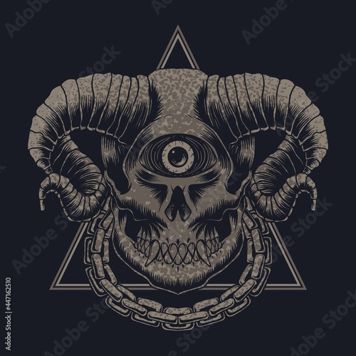 Monster skull One eye vector illustration