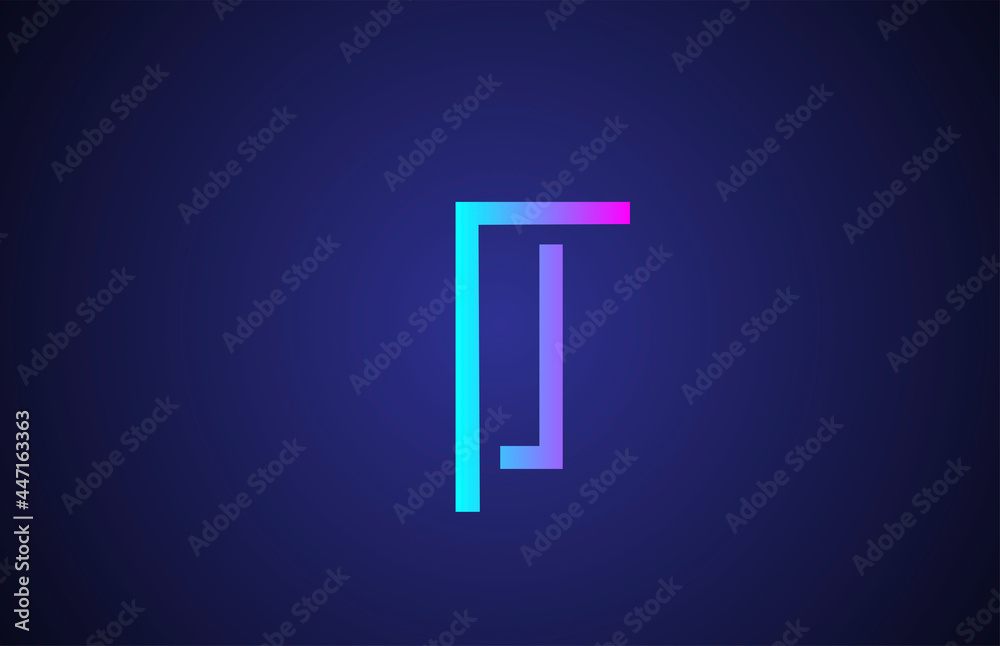 blue pink I line alphabet letter logo for business and company. Simple creative template design for icon and lettering
