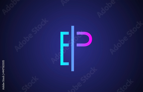 blue pink P line alphabet letter logo for business and company. Simple creative template design for icon and lettering