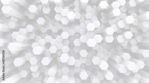 Lots of hexagonal white crystal rods. Abstract low contrast backdrop