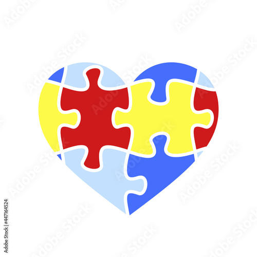 Child autism awareness icon. Puzzle heart shape icon.