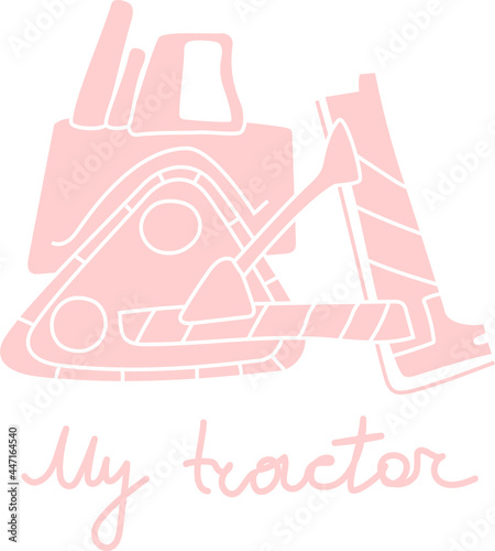 Funny tractor with sign Tractor. Vector design element. Cute vector illustration.
