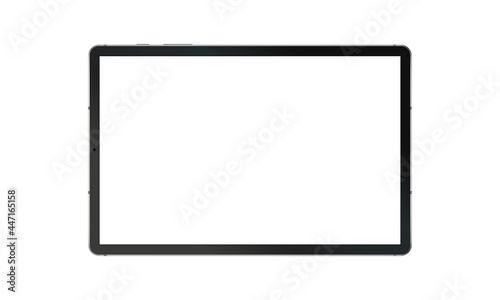 Black Tablet Computer Mockup with Blank Horizontal Screen, Front View. Vector illustration