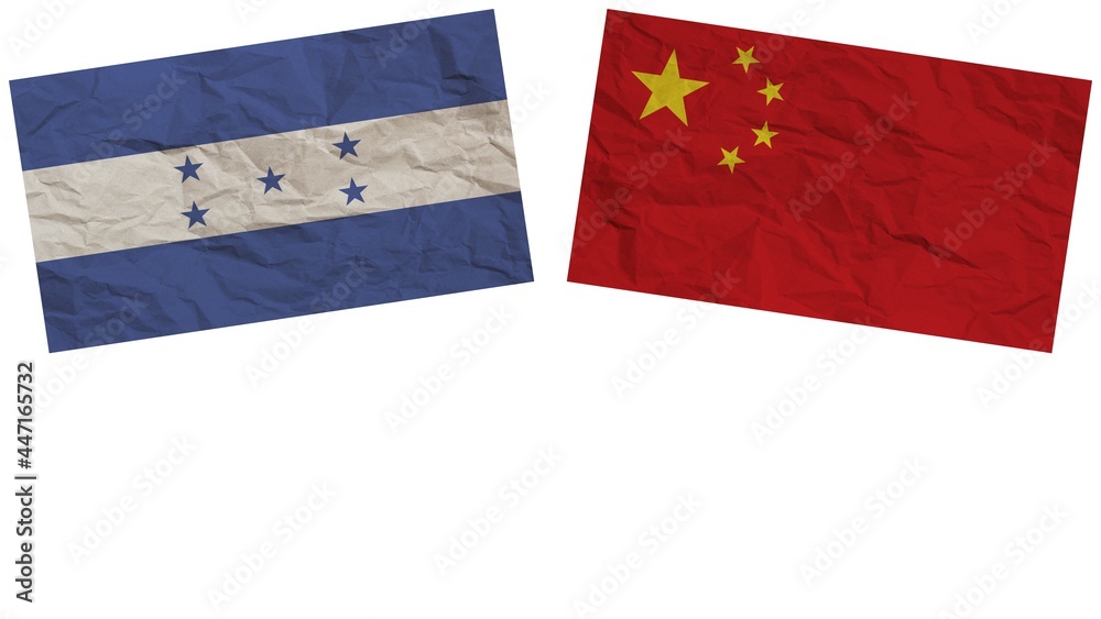 China and Honduras Flags Together Paper Texture Effect Illustration China and Honduras Flags Together Paper Texture Effect Illustration