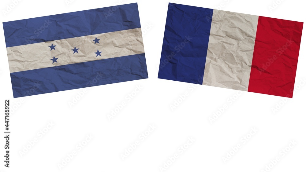 France and Honduras Flags Together Paper Texture Effect Illustration