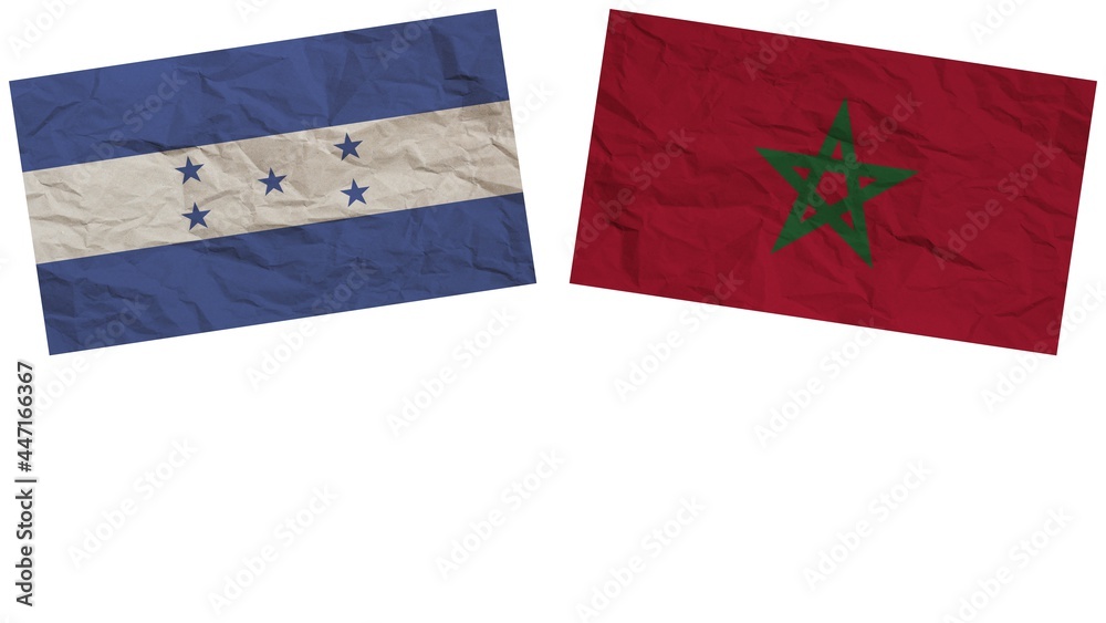 Morocco and Honduras Flags Together Paper Texture Effect Illustration Morocco and Honduras Flags Together Paper Texture Effect Illustration