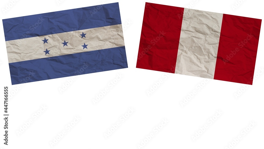 Peru and Honduras Flags Together Paper Texture Effect Illustration Peru and Honduras Flags Together Paper Texture Effect Illustration