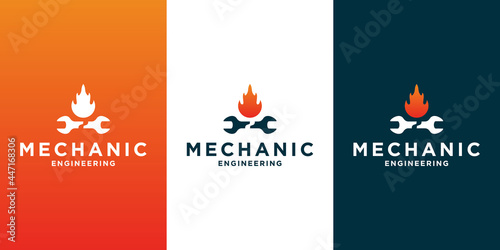 creative logo design for mechanical and garage business with gradient color