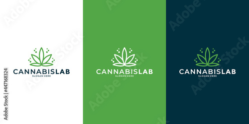 cannabis lab line art style logo design for your business health or community care