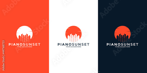 piano sunset logo design inspiration for your musician or business