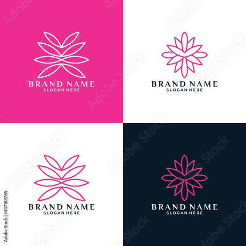 creative bundle set flower lotus logo design
