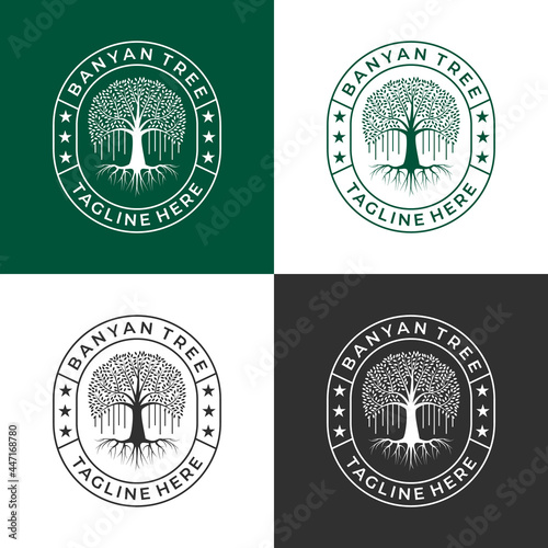 set banyan tree logo design vector for your business or community