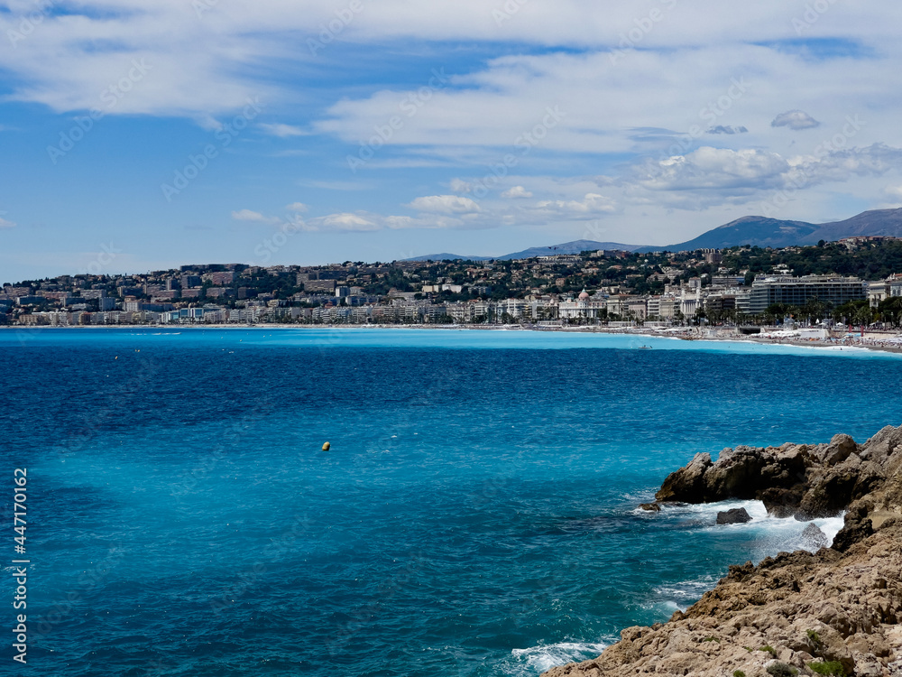 View of the coastline of Nice, France on a summer day