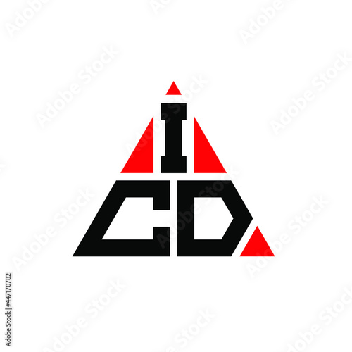 ICD triangle letter logo design with triangle shape. ICD triangle logo design monogram. ICD triangle vector logo template with red color. ICD triangular logo Simple, Elegant, and Luxurious Logo. ICD  photo