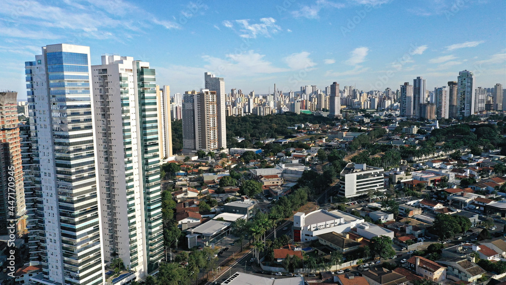 Panoramic view of modern buildings and green areas of Goiania, Goias, Brazil 