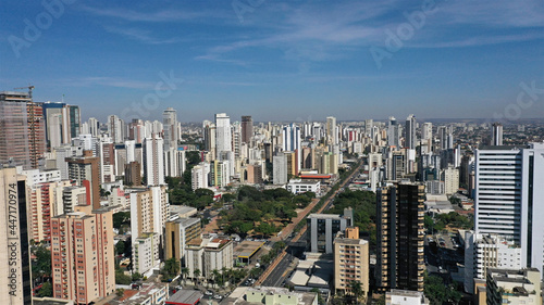 Panoramic view of modern buildings and green areas of Goiania  Goias  Brazil 