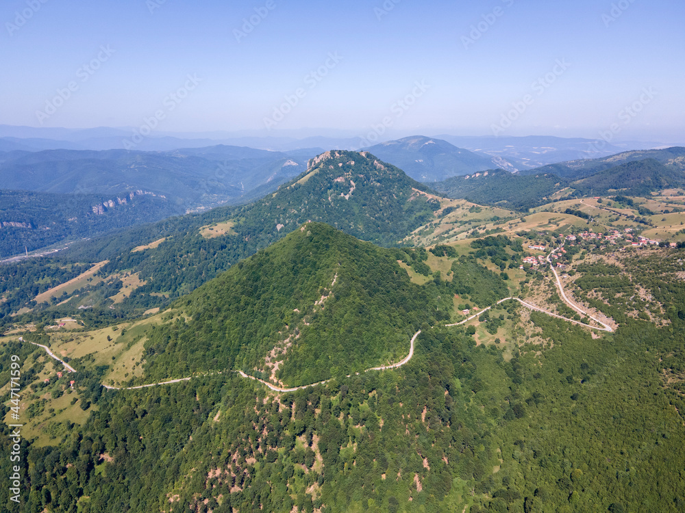 Aerial view of Balkan Mountain near town of Teteven, Bulgaria