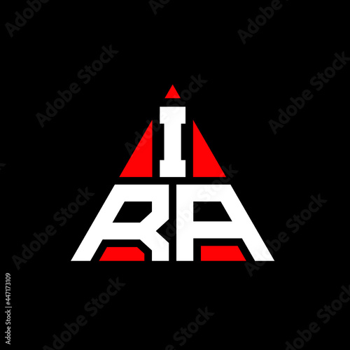 IRA triangle letter logo design with triangle shape. IRA triangle logo design monogram. IRA triangle vector logo template with red color. IRA triangular logo Simple, Elegant, and Luxurious Logo. IRA 