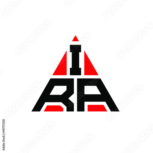 IRA triangle letter logo design with triangle shape. IRA triangle logo design monogram. IRA triangle vector logo template with red color. IRA triangular logo Simple, Elegant, and Luxurious Logo. IRA 