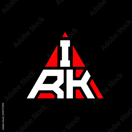 IRK triangle letter logo design with triangle shape. IRK triangle logo design monogram. IRK triangle vector logo template with red color. IRK triangular logo Simple, Elegant, and Luxurious Logo. IRK 