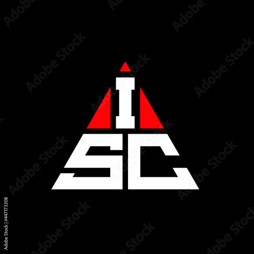 ISC triangle letter logo design with triangle shape. ISC triangle logo design monogram. ISC triangle vector logo template with red color. ISC triangular logo Simple, Elegant, and Luxurious Logo. ISC  photo